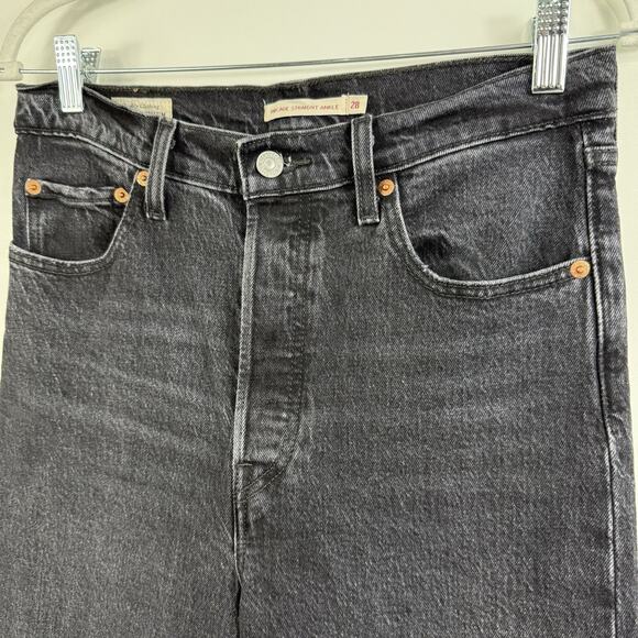 Levi’s Premium Ribcage Straight Ankle Charcoal Jeans Size 28 Buttonfly High Rise - Picture 4 of 12